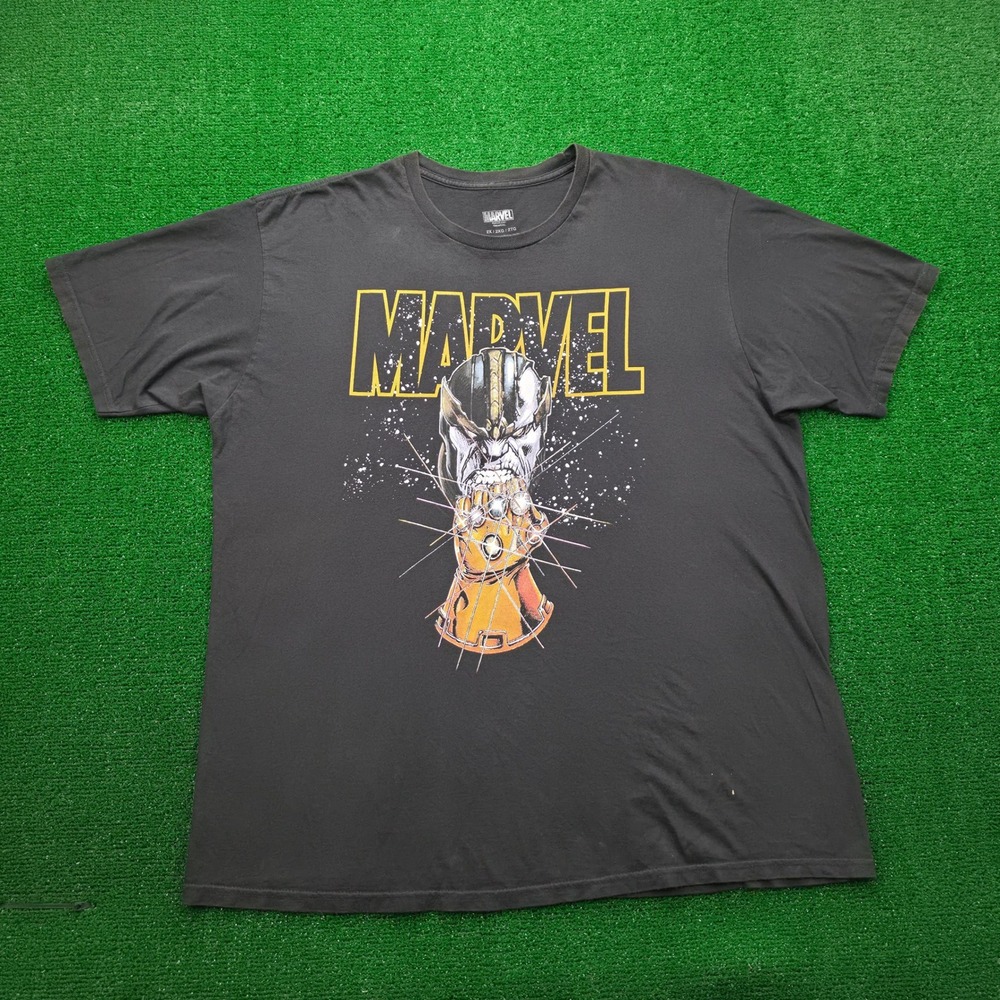 Marvel Infinity War Thanos Graphic Tshirt‎ Mens 2X Black Short Sleeve Gauntlet